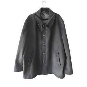 Ralph Lauren Car Wool Blend Coat Men 52R XL Black Classic Winter Outerwear Luxe